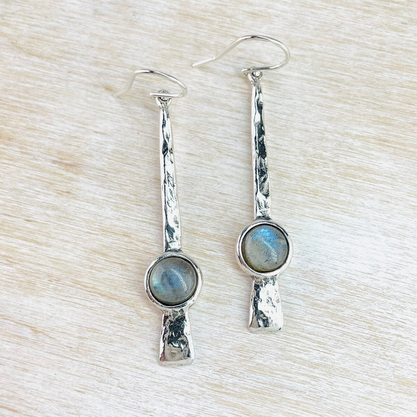 Hammered Silver and Labradorite Earrings by JB Designs