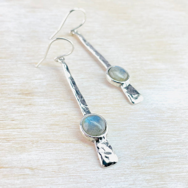Hammered Silver and Labradorite Earrings by JB Designs