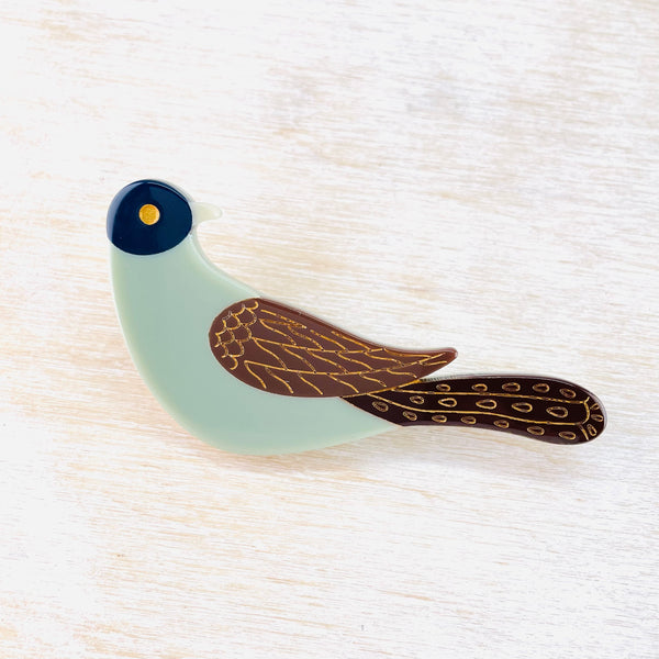 Olive Resin Bird Brooch.