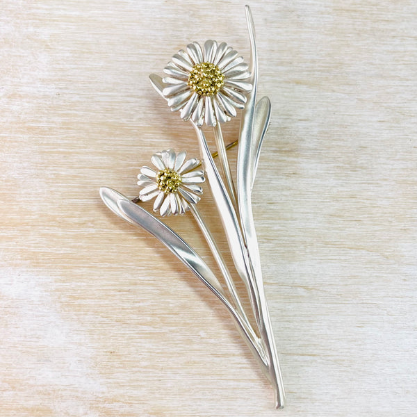 Silver Handmade Large Daisy Brooch by Sheena McMaster.