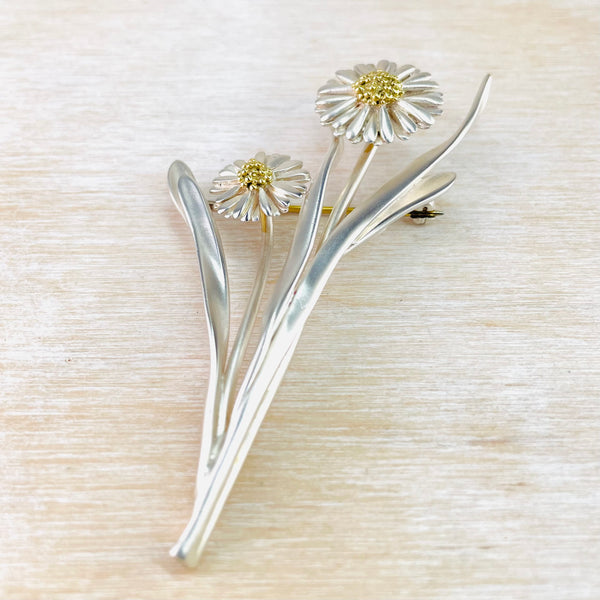 Silver Handmade Large Daisy Brooch by Sheena McMaster.