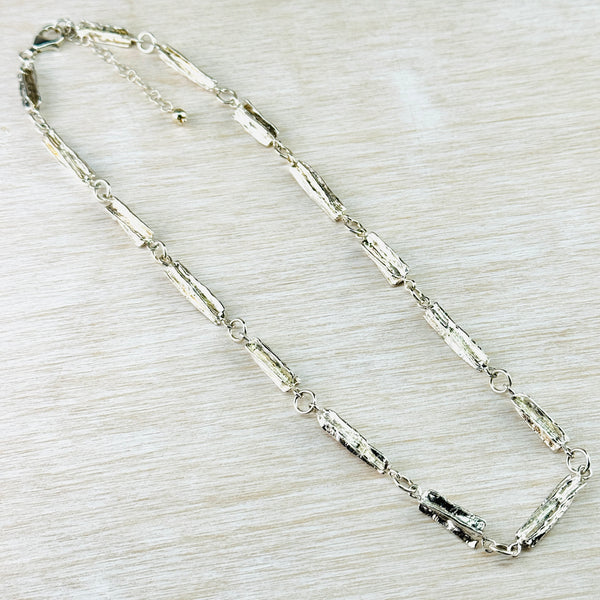 Heavy Textured Silver Link Necklace by JB Designs.