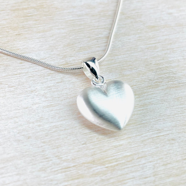 Satin Silver Heart Shaped Pendant.