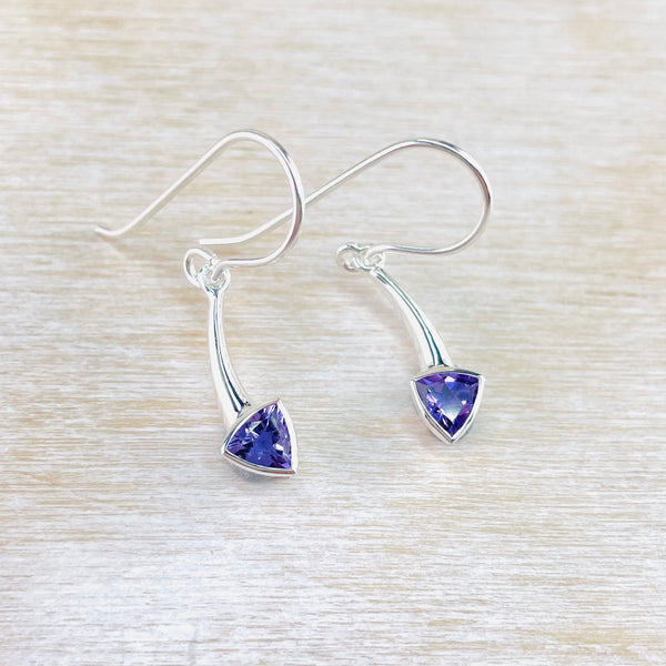 Silver and Amethyst 'Trillion' Earrings by JB Designs.