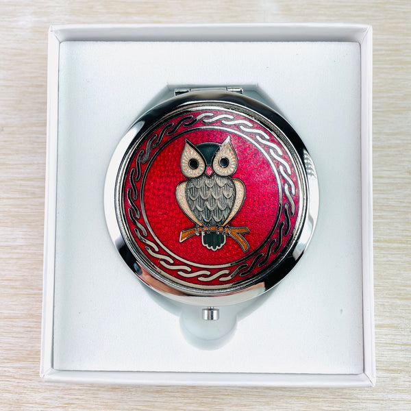 Enamel Owl Compact Mirror