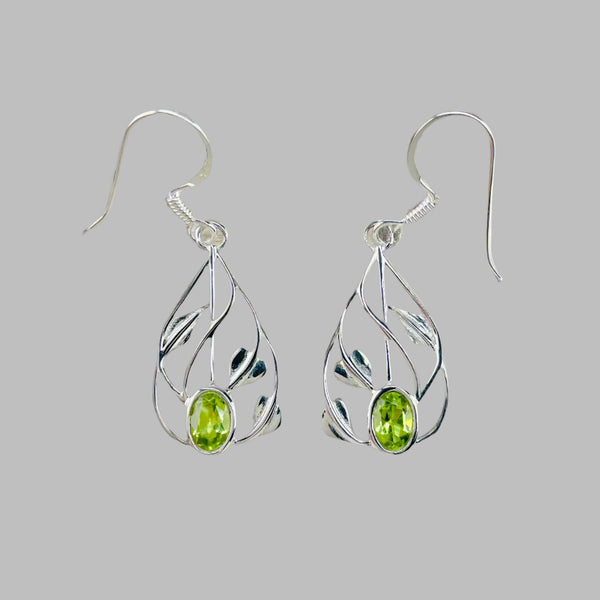 Silver and Peridot Mackintosh Style Drop Earrings.