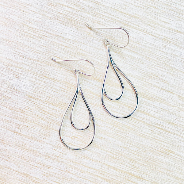 Simple Silver Drop Earrings by JB Designs.