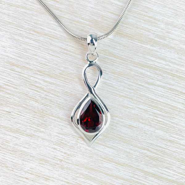 NOVICA Sterling Silver & Garnet Pendant Necklace, 'Queen Of Bali', 16.25 Inch