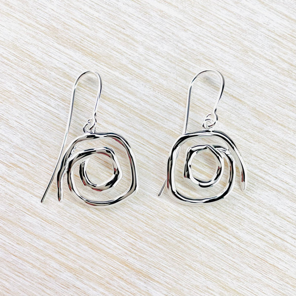 Sterling Silver 'Organic Spiral' Drop Earrings by JB Designs.