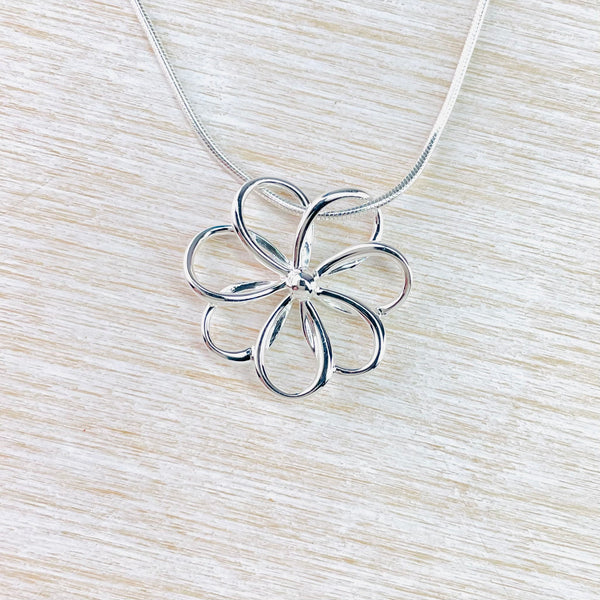 Silver Open Flower Pendant by 'Unique and Co'