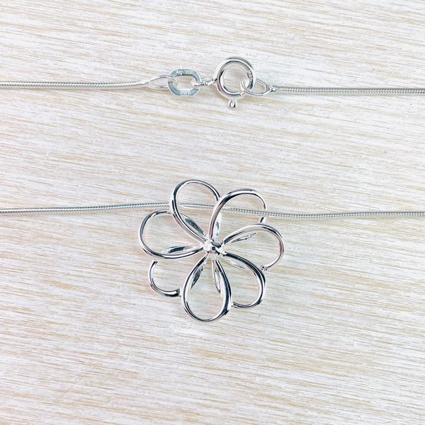 Silver Open Flower Pendant by 'Unique and Co'