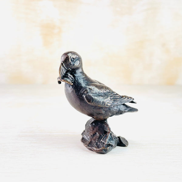 Bronze 'Puffin with Fish' by Michael Simpson