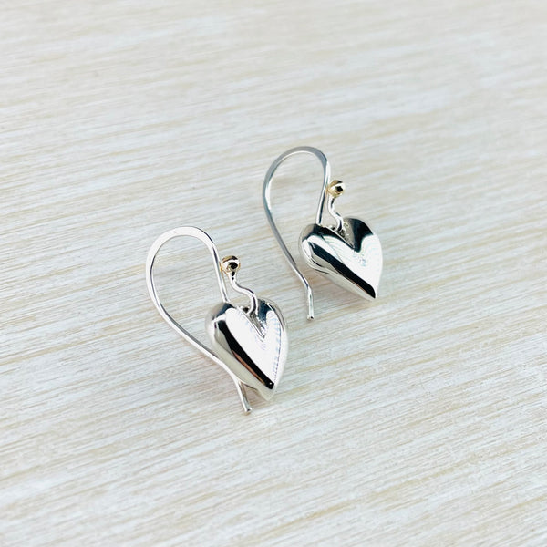 Linda Macdonald Handmade Silver Heart Drop Earrings.