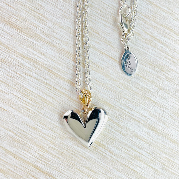 Linda Macdonald Handmade Silver and Gold Heart Pendant.