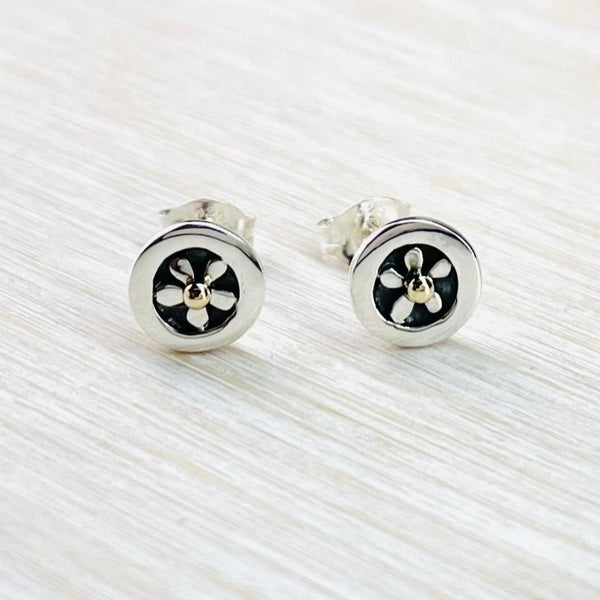 Linda Macdonald Handmade Silver Flower Stud Earrings.