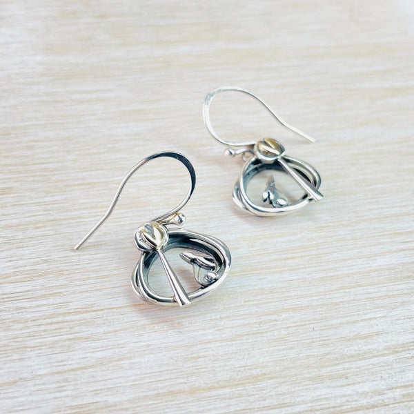 Linda Macdonald Handmade Sterling Silver and Gold 'Into the Woods' Hare Earrings.