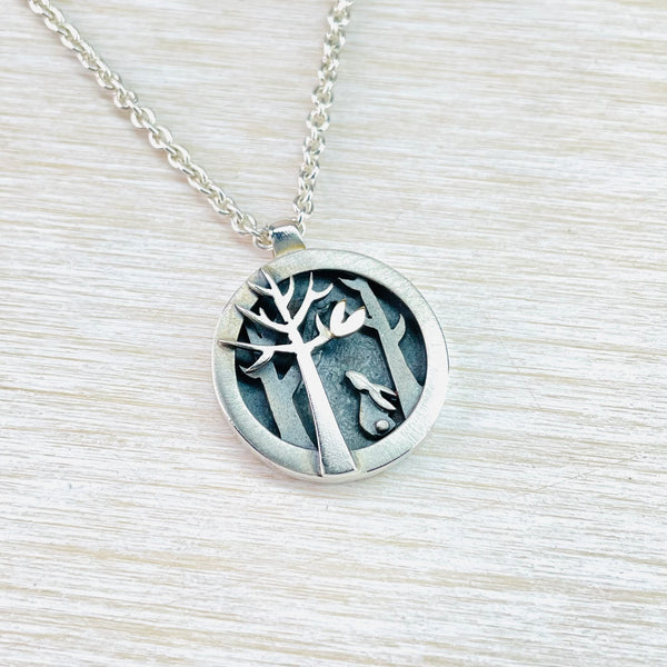 Linda Macdonald Handmade Silver and Gold 'Woodland' Pendant.