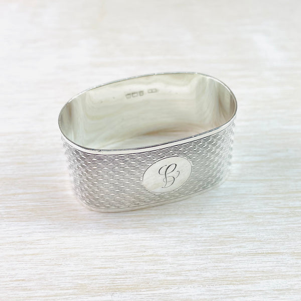 Deco Style Vintage Silver Napkin Ring, Hallmarked Birmingham, 1936.