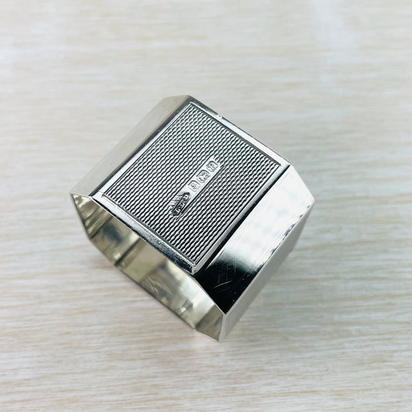 Octagonal Vintage Silver Napkin Ring, Hallmarked Birmingham, 1939