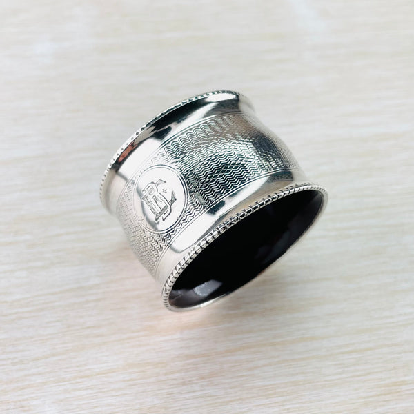 Single Vintage Silver Napkin Ring, with Bakelite.