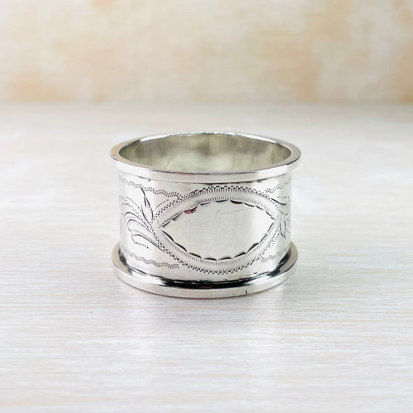 Single Round Antique Silver Napkin Ring, Hallmarked Birmingham, 1922