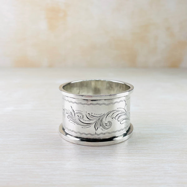 Single Round Antique Silver Napkin Ring, Hallmarked Birmingham, 1922