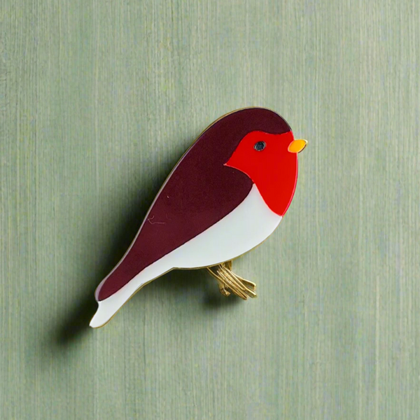 Resin Robin RedBreast Brooch.