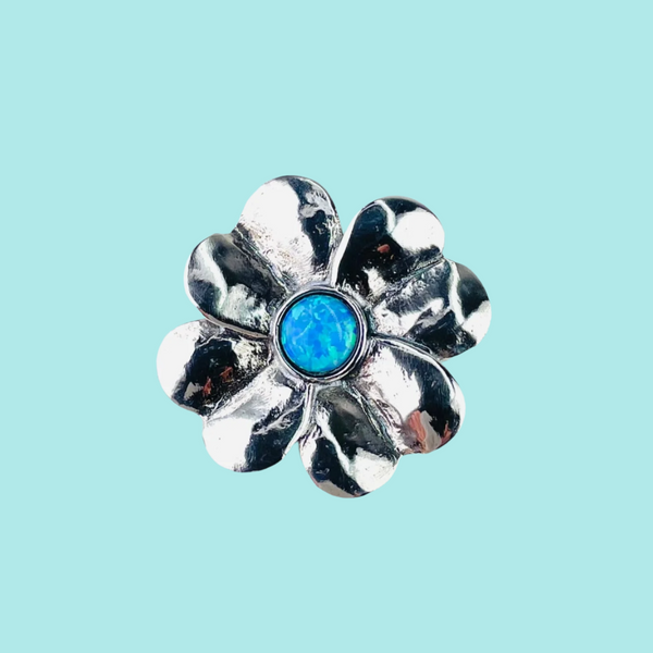Opalite and Silver Flower Design Brooch.