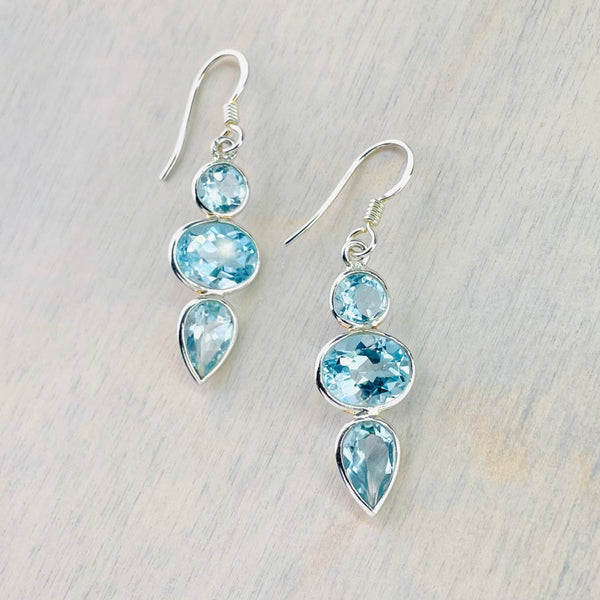 Mixed Shape Blue Topaz Earrings.