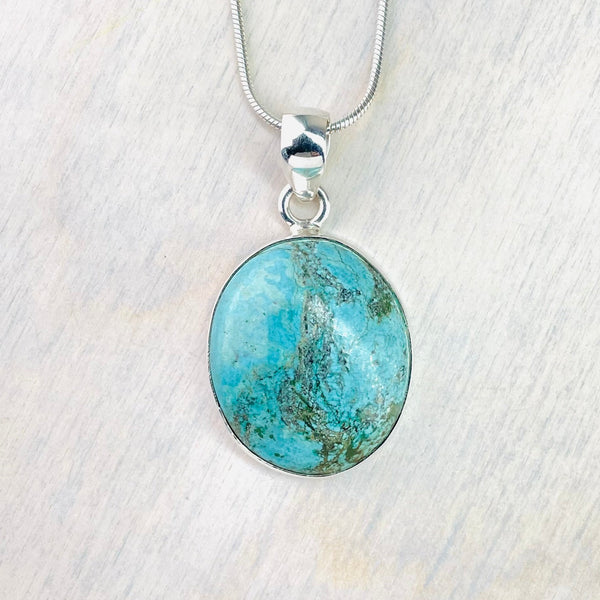 Sterling Silver And Oval Turquoise Pendant