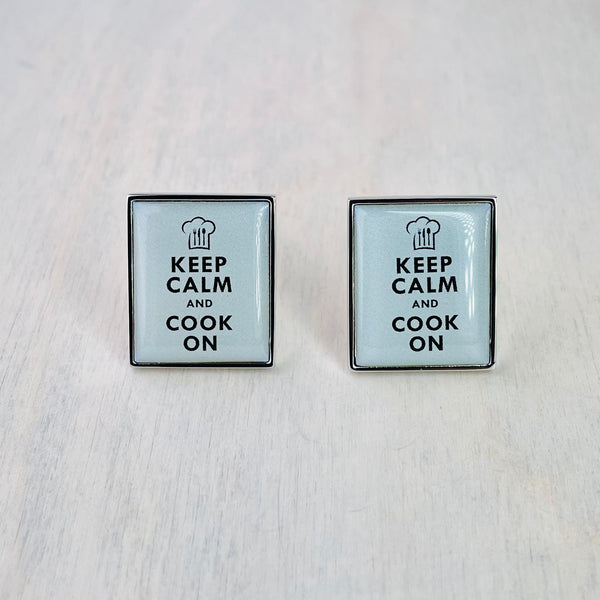 'Keep Calm and Cook On' Cufflinks.