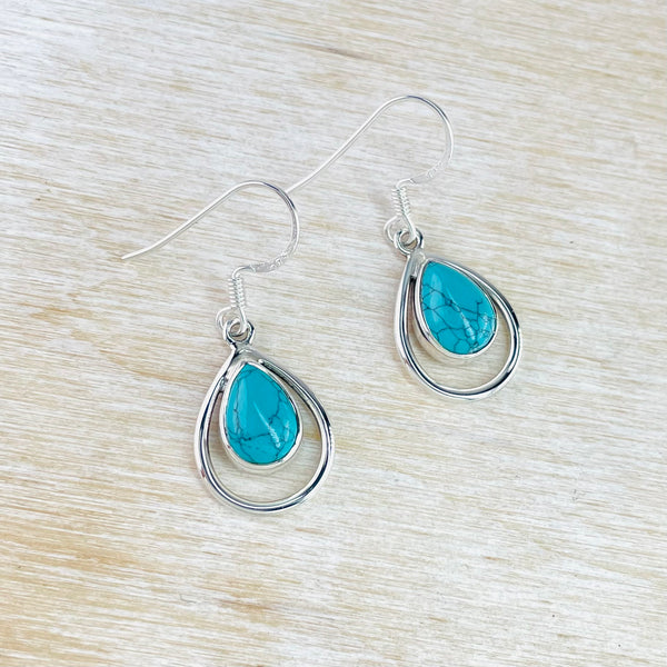 Silver and Turquoise Earrings.