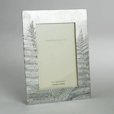 Handmade Fern Design Pewter Photograph Frame for 6" x 4" Picture.