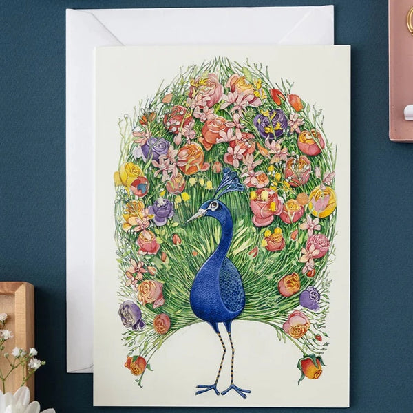 'Peacock' Blank Greetings Card by DM Collection.