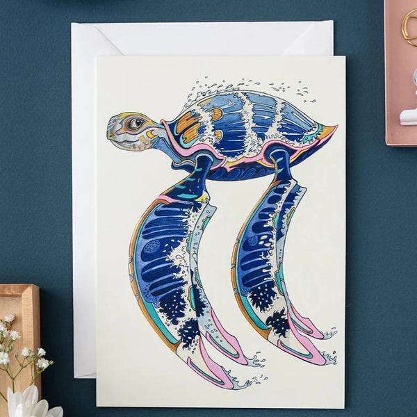 'Racing Turtle' Blank Greetings Card by DM Collection.