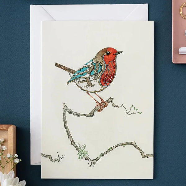 'Robin' Blank Greetings Card by DM Collection.