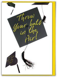 'Throw your hats in the air'  Graduation Card by Brainbox Candy.