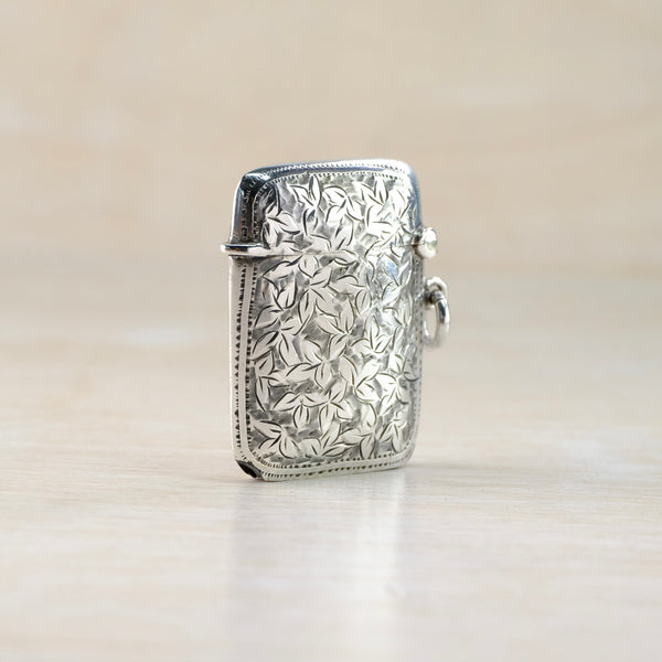 Antique Sterling Silver Vesta Case, Hallmarked Birmingham 1910.