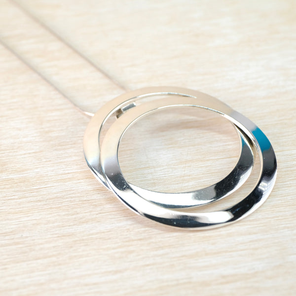 Vintage Retro Silver (large) Double Circle Pendant.