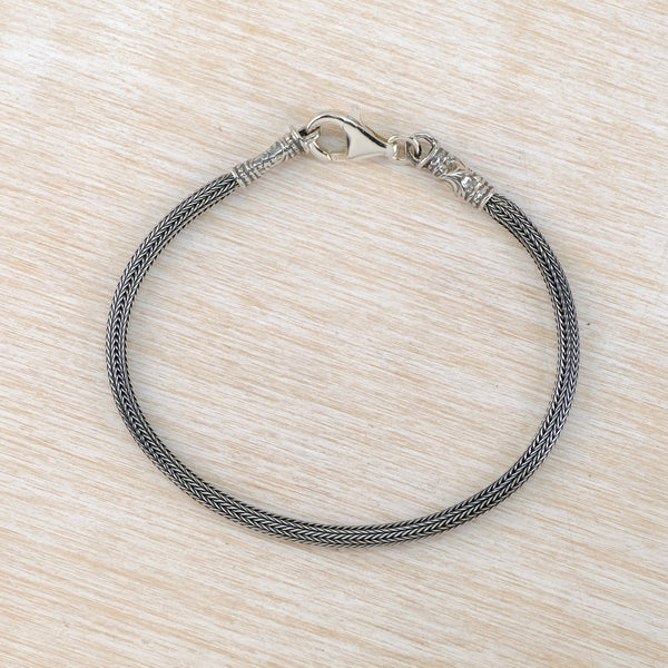 Oxidised Sterling Silver Snake Chain Bracelet (Shorter)