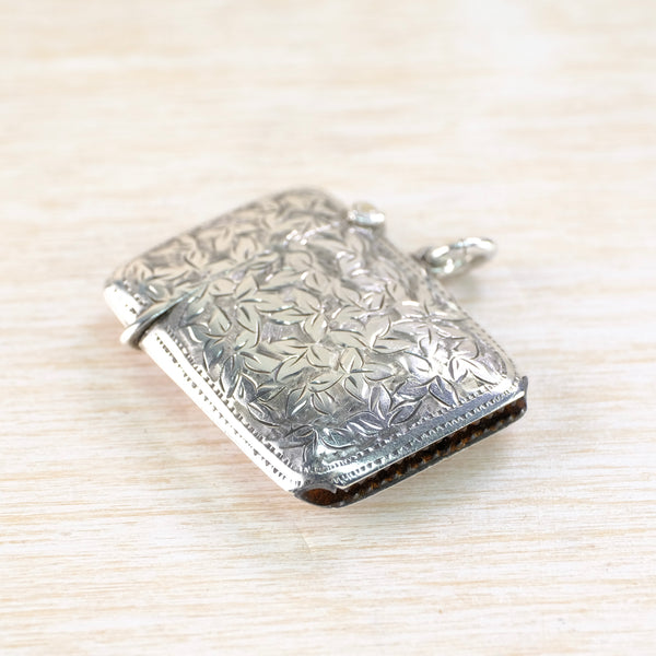 Antique Sterling Silver Vesta Case, Hallmarked Birmingham 1910.