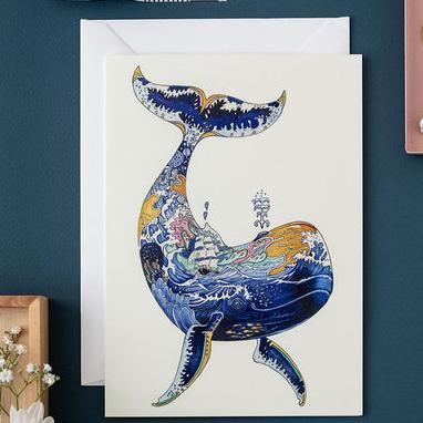 'Whale' Blank Greetings Card by DM Collection.