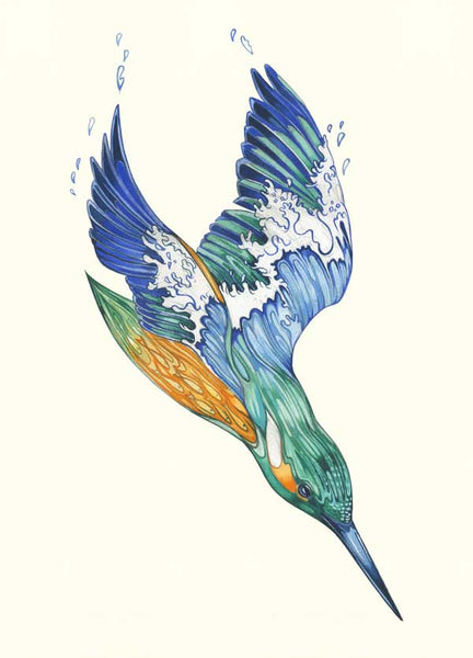 'Kingfisher' Blank Greetings Card by DM Collection.