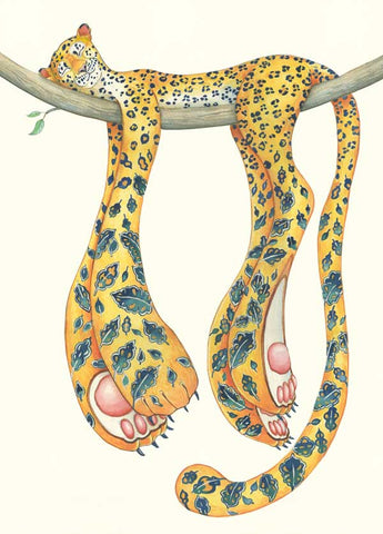 'Leopard Asleep' Blank Greetings Card.