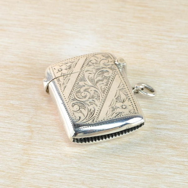 Antique Sterling Silver Vesta Case, Hallmarked Birmingham 1904.