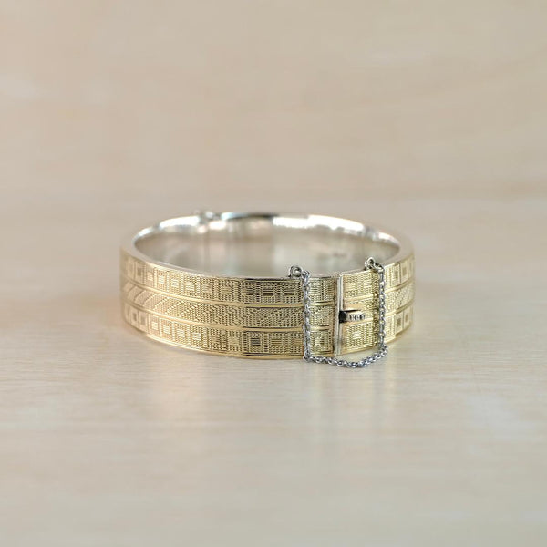 Vintage Gold on Silver Bangle Bracelet Circa 1930.