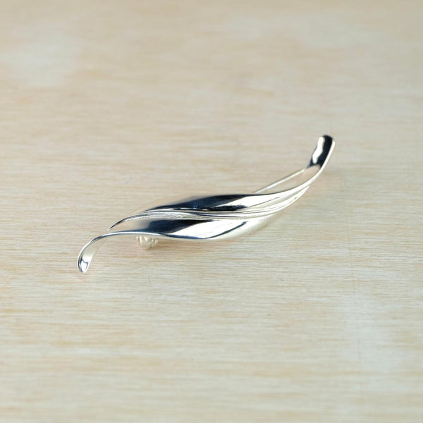 Furled Leaf Sterling Silver Brooch.