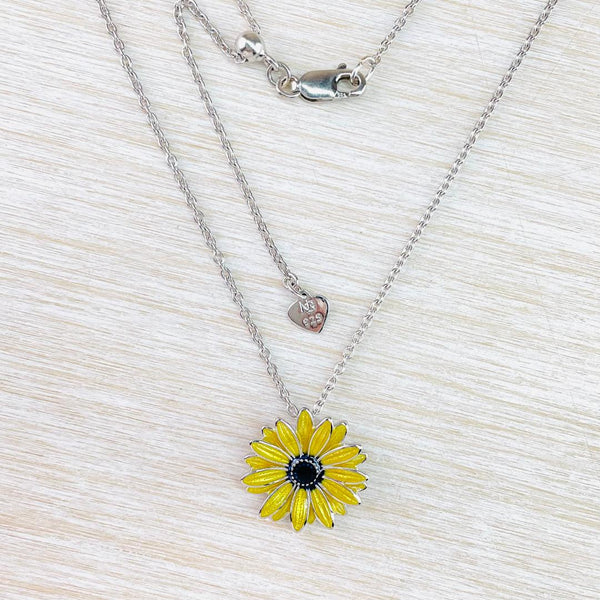 Sterling Silver and Enamel 'Black-Eyed Susan' Pendant by Nicole Barr.