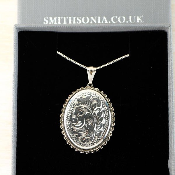 Vintage Sterling Silver Oval Locket Pendant, Hallmarked Birmingham, 1993
