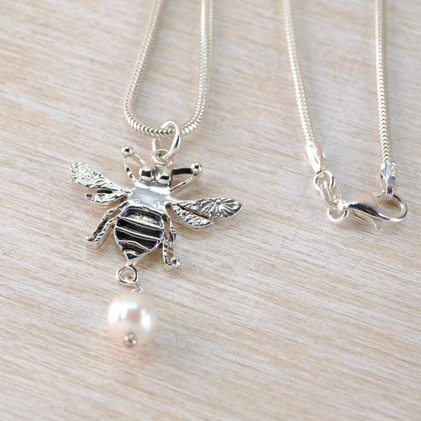 "Bee Mine" Sterling Silver and Pearl Pendant.